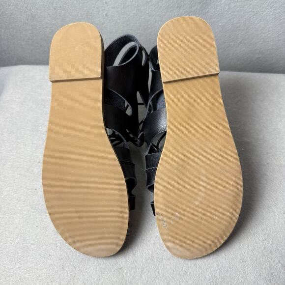 Gap Gladiator Sandals Black White Cutout Flat Heels Lace Up Womens Size 9 - Picture 7 of 8